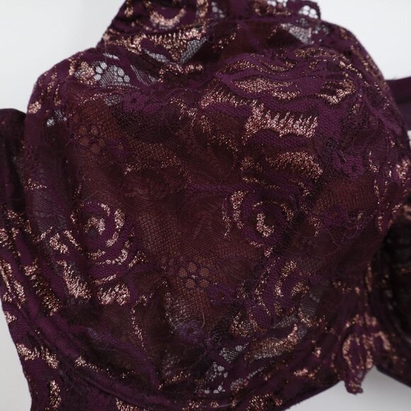 Cacique Lace Bra Womens 44DDD Purple Romantic Boudoir Lingerie Delicate Feminine - Picture 7 of 15